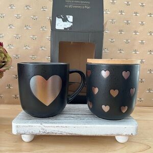Potter’s Corner Speckled Hearts Ceramic Mug & Canister Gift Set